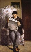 Paul Cezanne in reading the artist's father oil painting on canvas